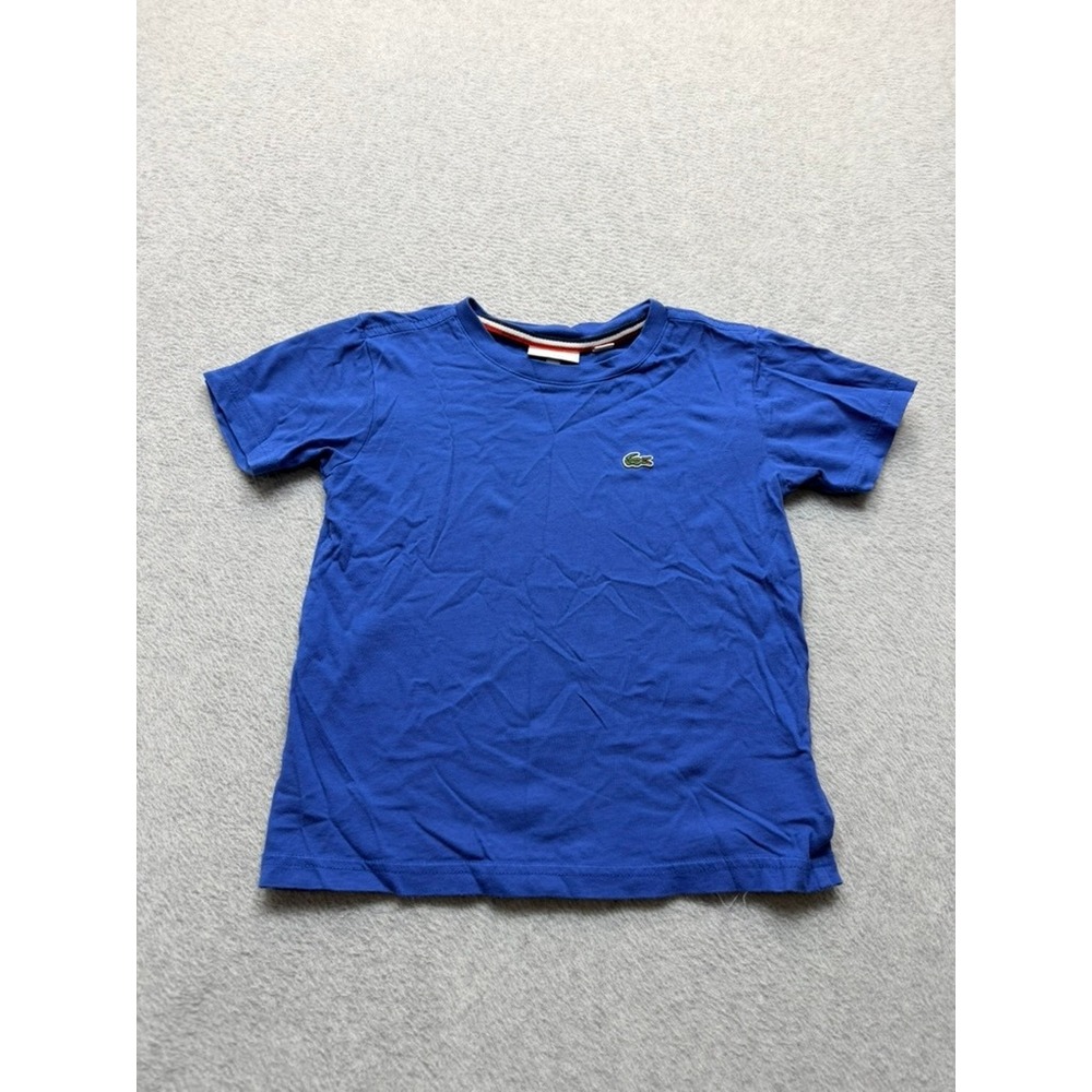 Lacoste Kids Royal Blue Short Sleeve Cotton T-Shirt Embroidered Croc Logo Size 4